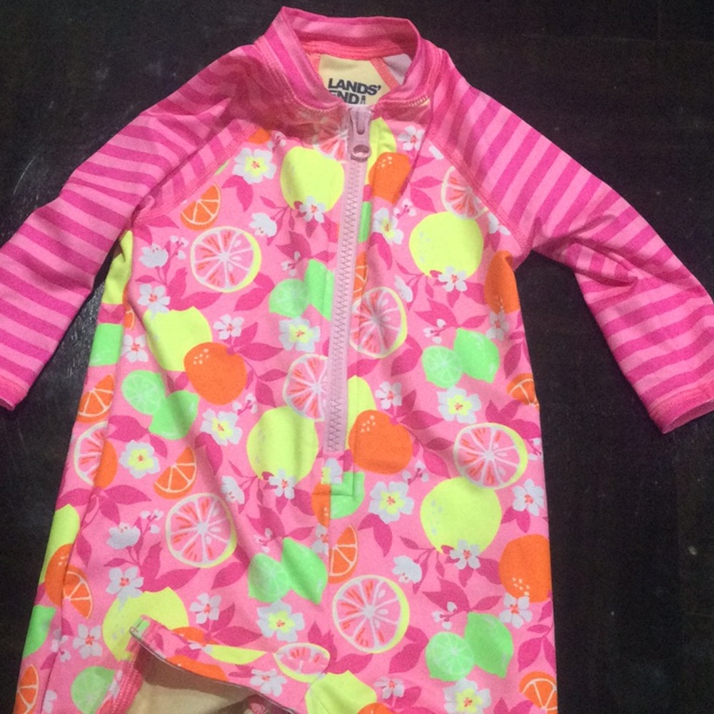 Lands' End Baby Pink Floral Swim Suit size 9-12 Months